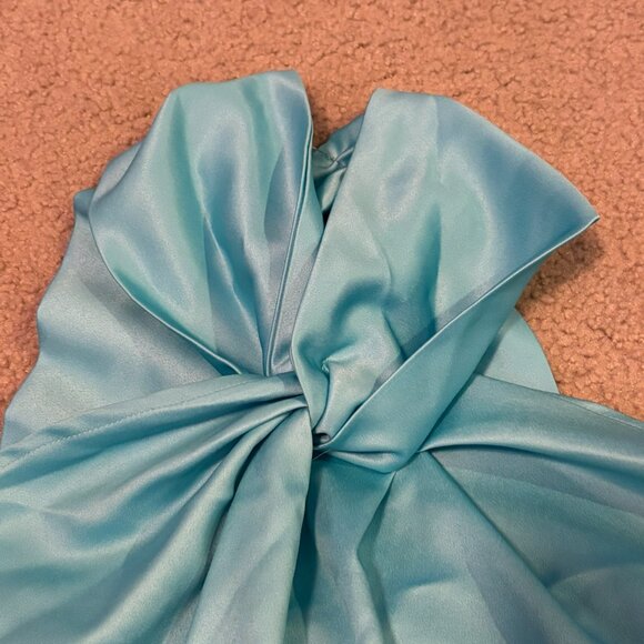 FOREVER UNIQUE Blue & Lime Ombre Satin Maxi Dress/Gown w/ Twist Front Size 2 New - Picture 15 of 16